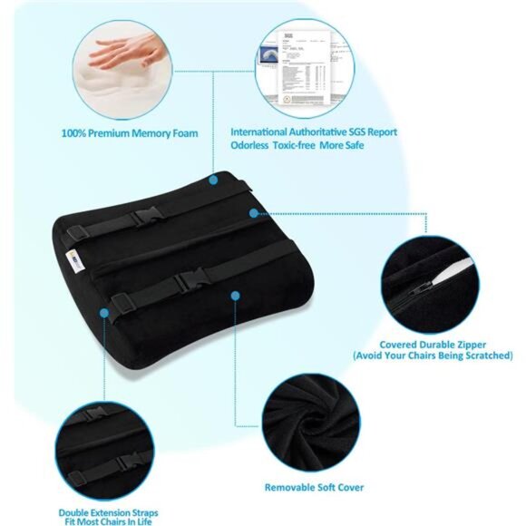 SAIREIDER Seat Cushion and Lumbar Support Pillow for Office Chair, Memory Foam - Picture 4 of 7